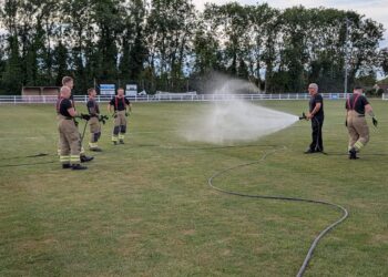 Fire crew training helps protect football pitch
