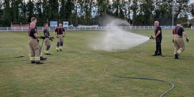 Fire crew training helps protect football pitch